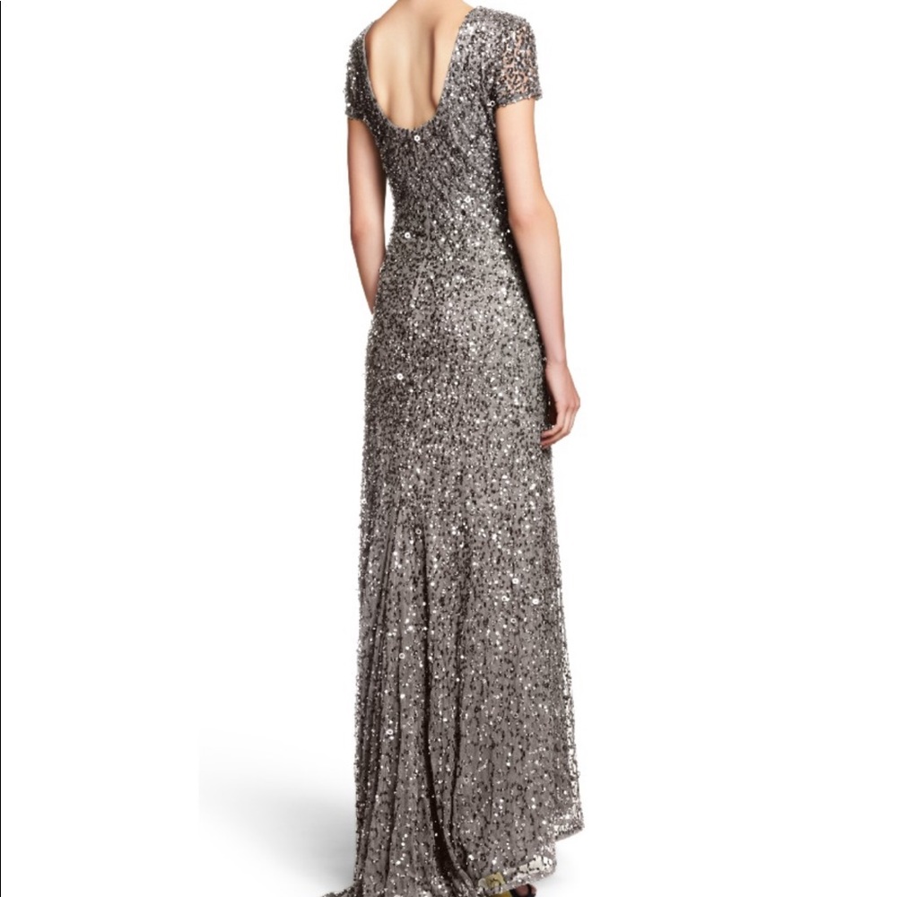 Adrianna Papell Gray Sequin Gown - Size 12